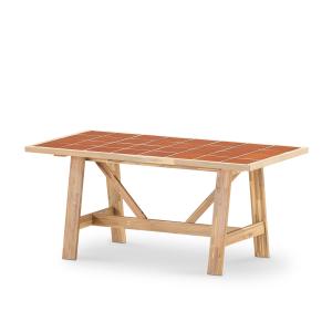 Table de jardin en bois et céramique terre cuite 168x87cm