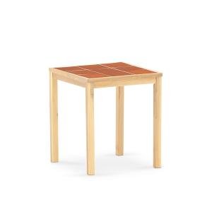 Table de jardin en bois et céramique terre cuite 65x65