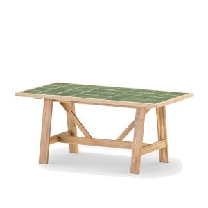 Table de jardin en bois et céramique verte 168x87