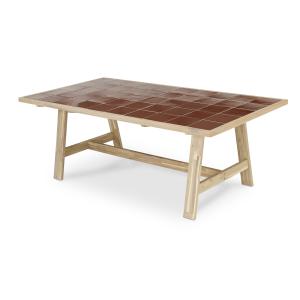 Table de jardin en céramique terre cuite et bois 205x105