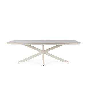 Table de jardin en pierre et métal L240 10 places gris cend…