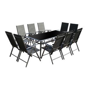 Table de jardin et 10 chaises en aluminium