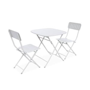Table de jardin et 2 chaises pliables beige