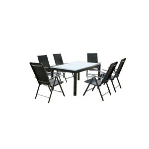 Table de jardin et 6 chaises en aluminium gris