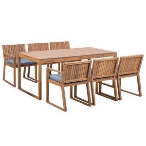 Table de jardin et 6 chaises en bois d'acacia avec coussins…