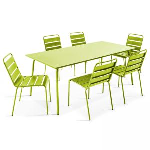 Table de jardin et 6 chaises en métal vert