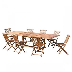 Table de jardin et chaises en teck 10/12 personnes