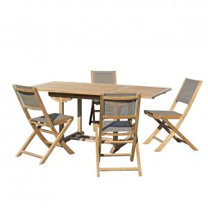 Table de jardin et chaises en teck et textilene 4/6 personn…