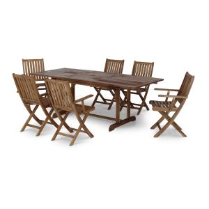 Table de jardin extensible 150/210×90 et 6 chaises pliables