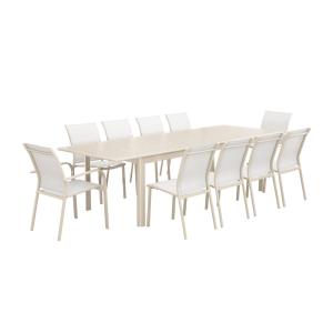 Table de jardin extensible aluminium et textilène beige, 10…