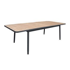 Table de jardin extensible bois anthracite 8 places