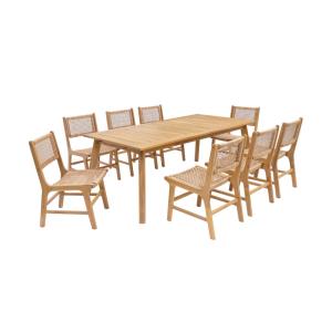 Table de jardin extensible bois d'acacia 8 chaises naturel