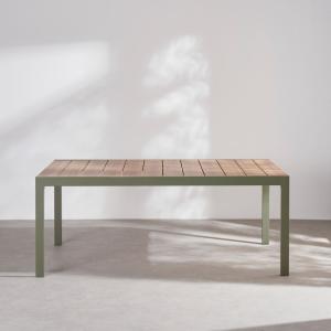 Table de jardin extensible en aluminium effet bois et vert…