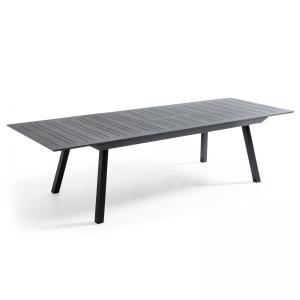 Table de jardin extensible en aluminium gris 8 à 12 places
