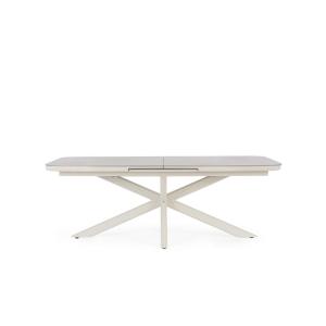 Table de jardin extensible pierre et métal L200/260 gris ce…