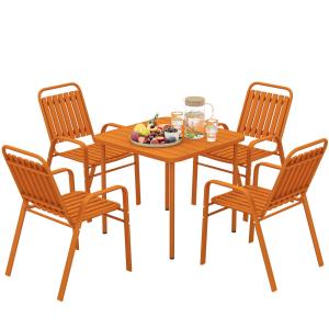 Table de jardin extérieure avec 4 chaises empilables en aci…