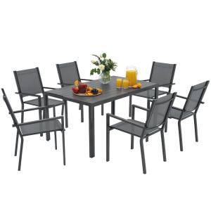 Table de jardin extérieure avec 6 chaises empilables en aci…