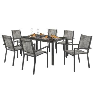 Table de jardin extérieure avec 6 chaises empilables en aci…