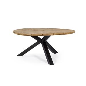 Table de jardin forme galet en teck et aluminium L160 noir