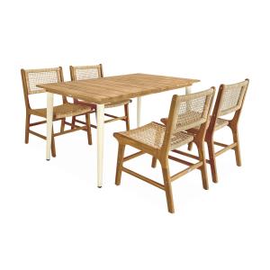 Table de jardin ivoire, 150cm   4 chaises