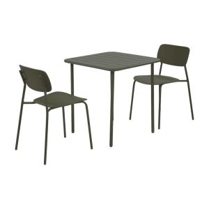 Table de jardin métal   2 assises kaki 70cm
