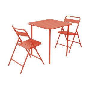 Table de jardin métal   2 assises terracotta 70 x 70 cm
