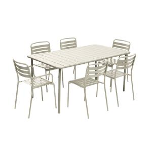 Table de jardin métal 2 fauteuils 4 chaises beige