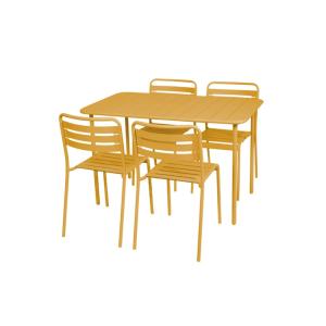 Table de jardin métal 4 chaises ocre