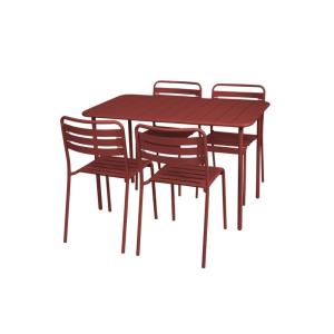 Table de jardin métal 4 chaises terre de sienne