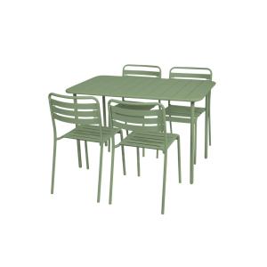 Table de jardin métal 4 chaises vert