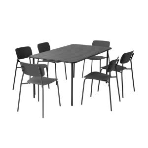 Table de jardin métal   6 assises anthracite 160cm