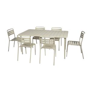 Table de jardin métal 6 chaises beige