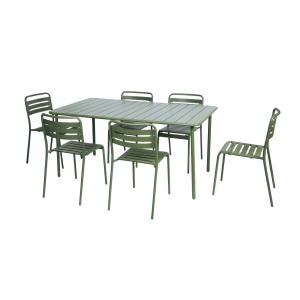 Table de jardin métal 6 chaises vert