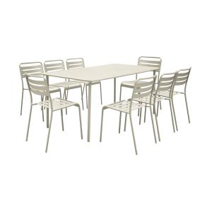 Table de jardin métal 8 chaises beige