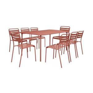 Table de jardin métal 8 chaises terracotta