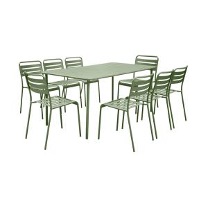 Table de jardin métal 8 chaises vert