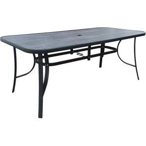 Table de jardin métal gris effet marbre 180 x 90 x 72 cm