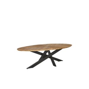 Table de jardin ovale en teck et métal noir L220 10 places