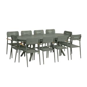 Table de jardin ovale extensible   10 assises kaki