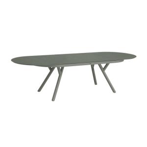 Table de jardin ovale extensible aluminium 10 places kaki