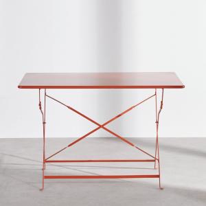 Table de jardin pliable en acier terracotta, 4 personnes, L…