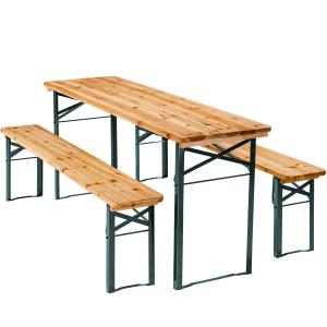 Table de jardin pliante avec bancs ensemble 3 pièces marron