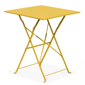 Table de jardin pliante bistrot 60 cm en acier jaune