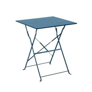 Table de jardin pliante bistrot en acier 60 cm bleu pacific