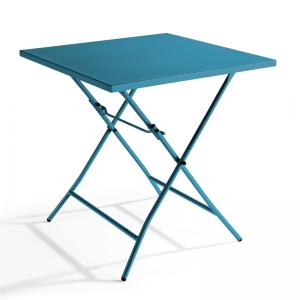 Table de jardin pliante carrée en acier 70 cm 4 places bleu…