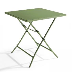 Table de jardin pliante carrée en acier vert cactus