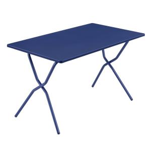 Table de jardin pliante en acier bleu L70xl120xH72