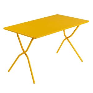 Table de jardin pliante en acier jaune L70xl120xH72