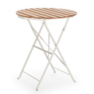 Table de jardin pliante en bois et métal blanc