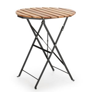 Table de jardin pliante en bois et métal noir